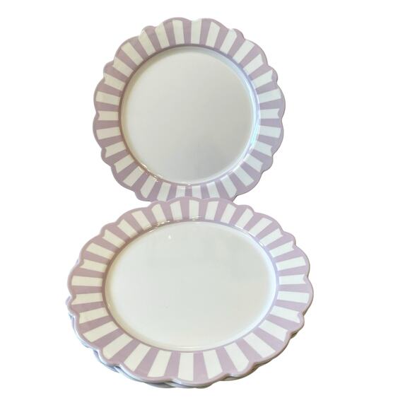 Lillian August Lavender & White Melamine Dinner Plates 11in Set of 4 New - Picture 10 of 10